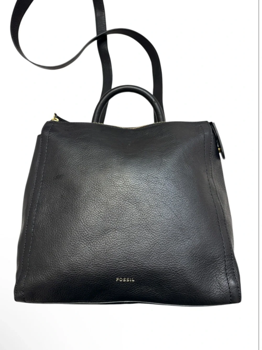 Fossil black leather parker convertible backpack bag